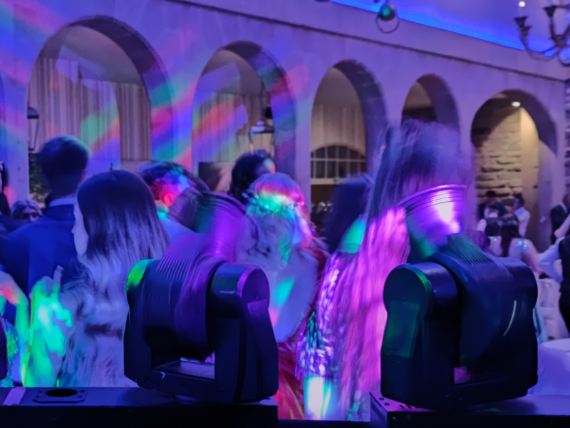 Bass Beats Disco mobile DJ setup with professional lighting and sound at a Lincolnshire party