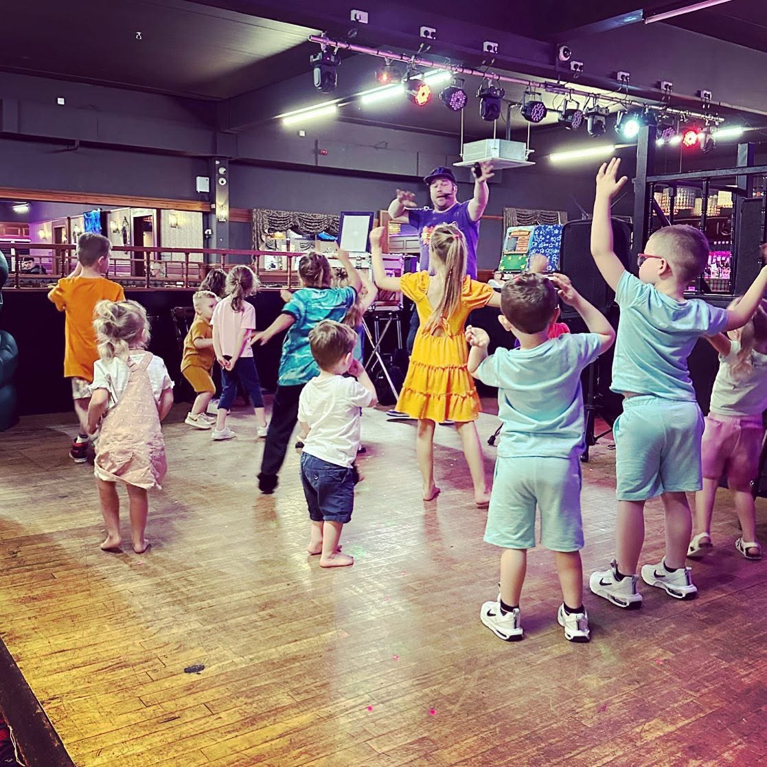 Kids dancing at a JJ mini disco party